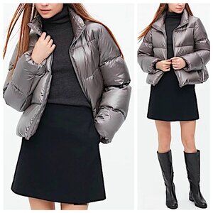 Uniqlo Ultra Light Down Shiny Puffer Jacket in Gray Size Large